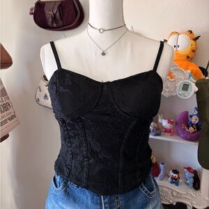 STEVE MADDEN Black Lace Bustier Top